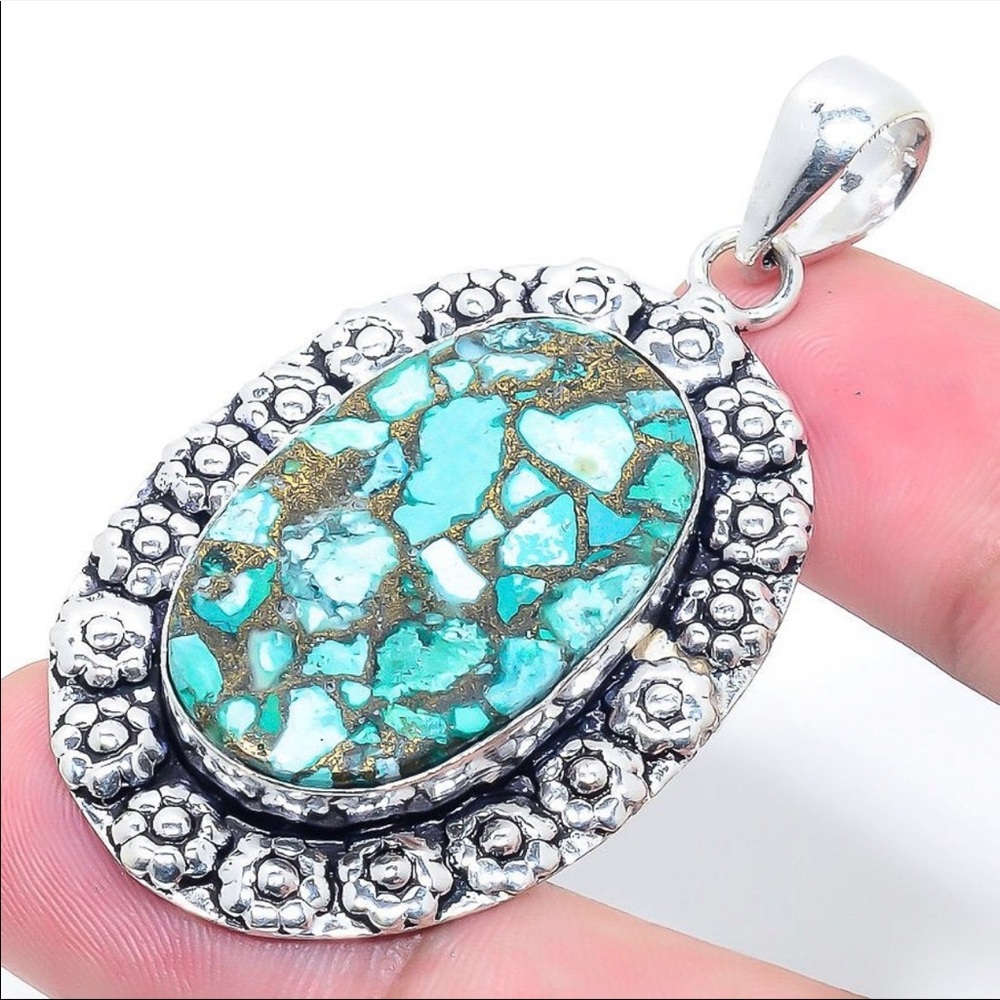 Cooper turquoise pendant - Picture 2 of 5